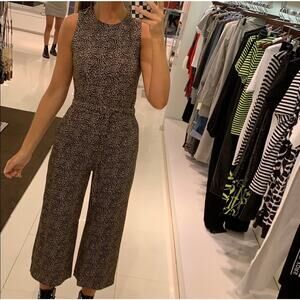 Michael Kors Womens Jumpsuit 0 Brown Animal Print Sleeveless Mob Wife Preppy